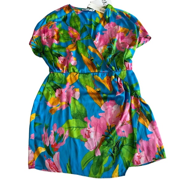 ZARA NWT Floral Sarin Dress Size Misses Large - Picture 2 of 6